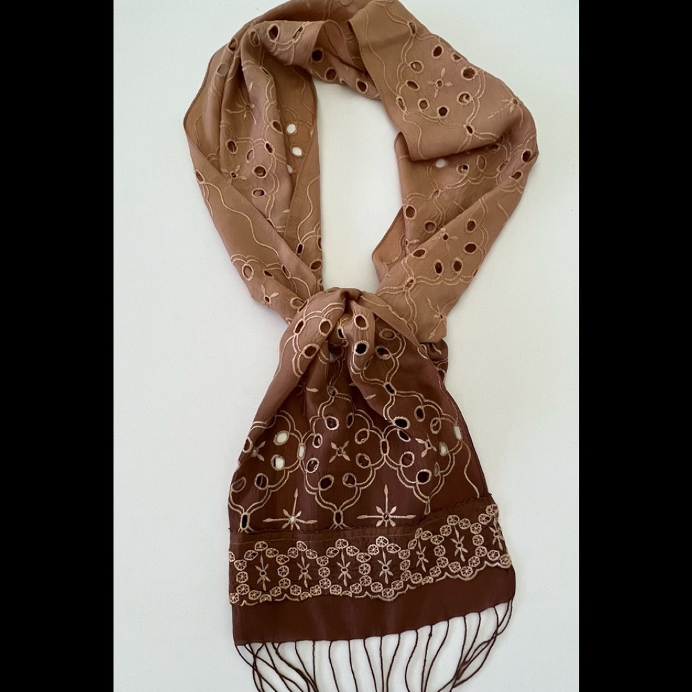 Ann Taylor- Silk embroidery Silk Scarf